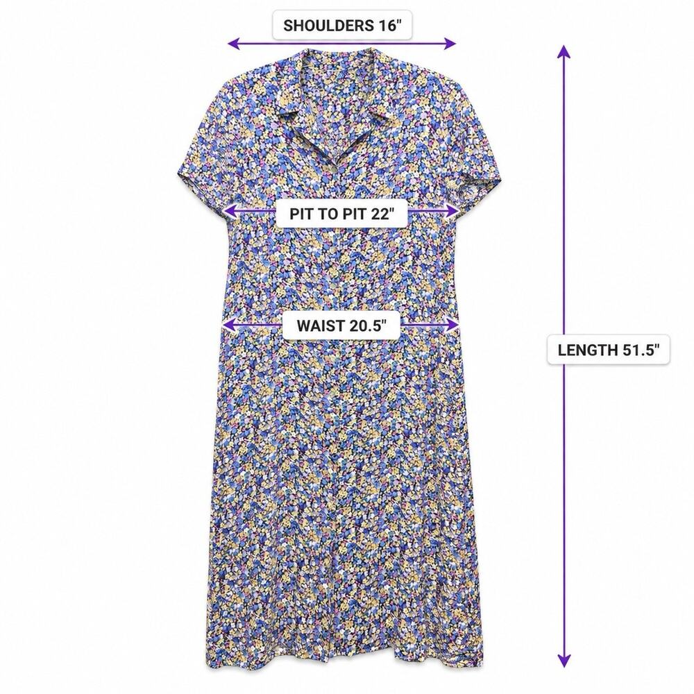 VTG CDC Karen Desiree Floral Maxi Shirt Dress Womens 16 Button Front Cottagecore - Picture 2 of 9